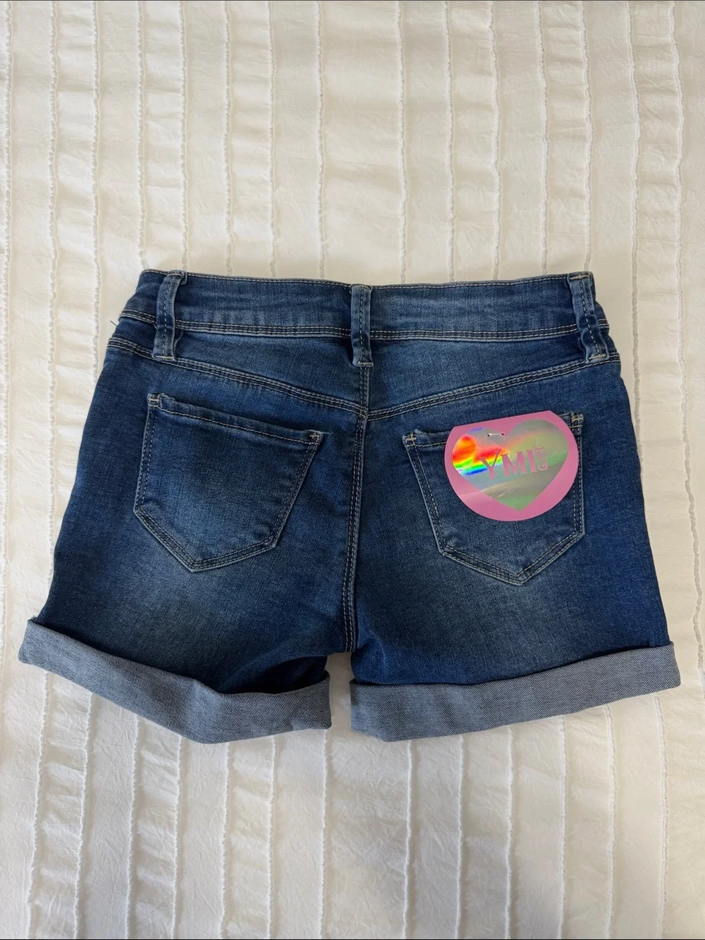 YMI Dark Blue Denim Rolled-Hem girls Shorts